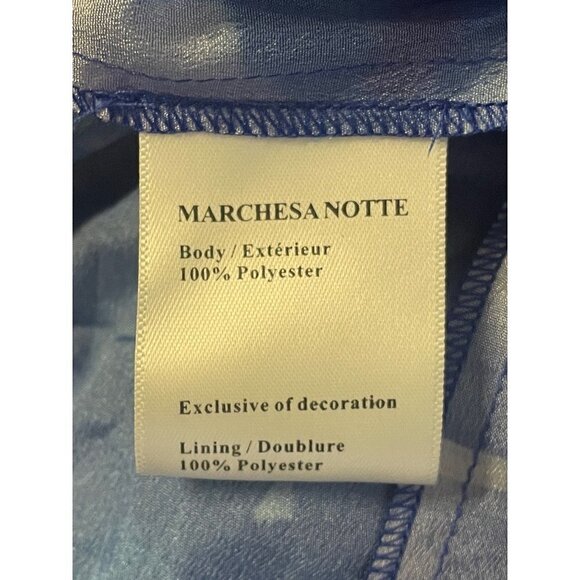 Marchesa Notte Pleated SLEEVELESS Printed Chiffon Dress Royal Blue Womens Size 2 - Picture 10 of 10